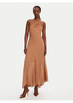 BARDOT Sukienka koktajlowa Tatian Frill Trim 59885DB Brązowy Regular Fit ze sklepu MODIVO w kategorii Sukienki - zdjęcie 181886879