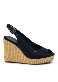 Tommy Hilfiger Sandały Iconic Elena Sling Back Wedge FW0FW04789 Granatowy ze sklepu MODIVO w kategorii Sandały damskie - zdjęcie 181888308