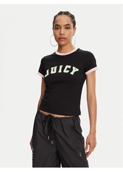 Juicy Couture T-Shirt Collegiate Ringer JCWCT125320 Czarny Slim Fit ze sklepu MODIVO w kategorii Bluzki damskie - zdjęcie 181893377