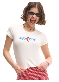 Cropp - T-shirt z motywem papryczki chilli - biały ze sklepu Cropp w kategorii Bluzki damskie - zdjęcie 181909995