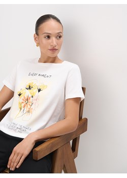 Mohito - T-shirt z nadrukiem i napisem - biały ze sklepu Mohito w kategorii Bluzki damskie - zdjęcie 181910597
