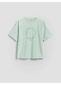 Reserved - T-shirt oversize z nadrukiem - jasnoturkusowy ze sklepu Reserved w kategorii T-shirty chłopięce - zdjęcie 181912507