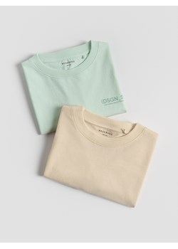 Reserved - Bawełniany t-shirt 2 pack - jasnoturkusowy ze sklepu Reserved w kategorii T-shirty chłopięce - zdjęcie 181912915