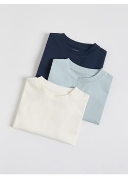 Reserved - Bawełniany t-shirt 3 pack - granatowy ze sklepu Reserved w kategorii T-shirty chłopięce - zdjęcie 181913065