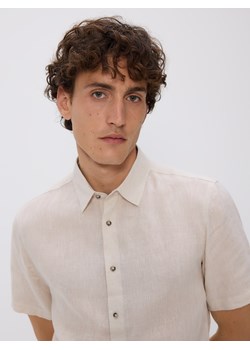 Reserved - Lniana koszula slim fit - beżowy ze sklepu Reserved w kategorii Koszule męskie - zdjęcie 181913328