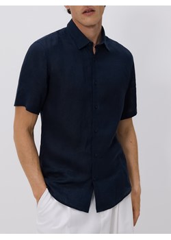 Reserved - Lniana koszula slim fit - granatowy ze sklepu Reserved w kategorii Koszule męskie - zdjęcie 181913335