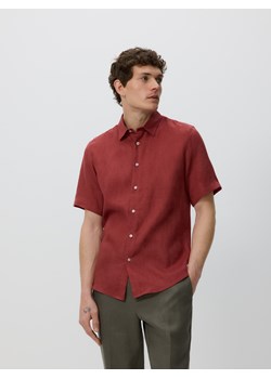 Reserved - Lniana koszula slim fit - bordowy ze sklepu Reserved w kategorii Koszule męskie - zdjęcie 181913338