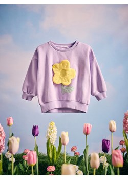 Reserved - Bawełniana bluza z aplikacją - lawendowy ze sklepu Reserved w kategorii Bluzy dziewczęce - zdjęcie 181914165