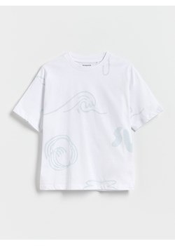 Reserved - Bawełniany t-shirt - złamana biel - id: 479ED-01X - marki Reserved - 181914948 Reserved - Bawełniany t-shirt - złamana biel ze sklepu Reserved w kategorii T-shirty chłopięce - zdjęcie 181914948