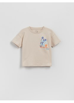 Reserved - T-shirt oversize - beżowy ze sklepu Reserved w kategorii T-shirty chłopięce - zdjęcie 181915077