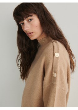 Reserved - Sweter oversize z golfem - beżowy ze sklepu Reserved w kategorii Swetry damskie - zdjęcie 181916287