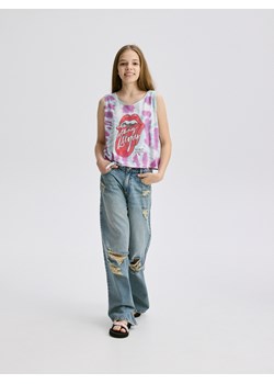 Reserved - Jeansy super wide leg z przetarciami - indigo jeans ze sklepu Reserved w kategorii Spodnie dziewczęce - zdjęcie 181916505