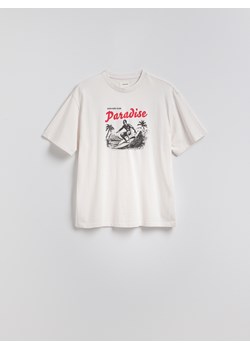 Reserved - T-shirt boxy z nadrukiem - jasnoszary ze sklepu Reserved w kategorii T-shirty męskie - zdjęcie 181916725
