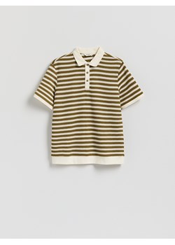 Reserved - Koszulka polo w paski - biały ze sklepu Reserved w kategorii T-shirty męskie - zdjęcie 181917616