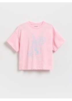 Reserved - T-shirt z nadrukiem - pastelowy róż ze sklepu Reserved w kategorii Bluzki dziewczęce - zdjęcie 181917895