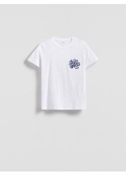 Reserved - T-shirt z naszywaną aplikacją - biały ze sklepu Reserved w kategorii Bluzki damskie - zdjęcie 181918559