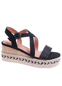 Czarne damskie sandały na platformie /G7-1 17685 G345/ ze sklepu Pantofelek24.pl w kategorii Espadryle damskie - zdjęcie 181919937