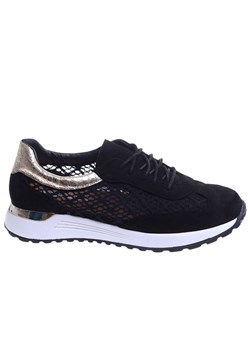 Czarne ażurowe buty sportowe sneakersy /G2-117657 W382/ ze sklepu Pantofelek24.pl w kategorii Buty sportowe damskie - zdjęcie 181920089