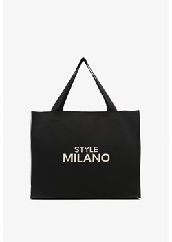 Czarno-Beżowa Torebka Shopper Materiałowa z Napisem Zasuwana Saliretia ze sklepu born2be.pl w kategorii Torby Shopper bag - zdjęcie 181922345