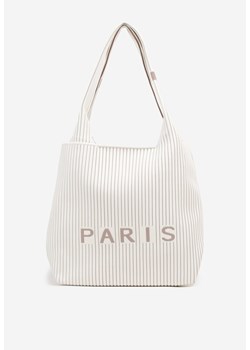 Biała Torebka Shopperka z Ozdobnymi Tłoczeniami Salunetia ze sklepu born2be.pl w kategorii Torby Shopper bag - zdjęcie 181922375