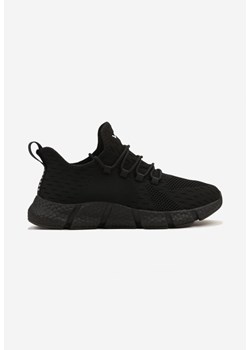 Czarne Wsuwane Buty Sportowe Sneakersy z Siateczki na Tłoczonej Podeszwie Salafina ze sklepu born2be.pl w kategorii Buty sportowe męskie - zdjęcie 181922486