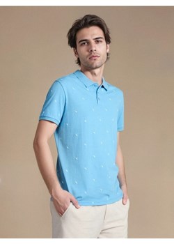 Sinsay - Koszulka polo z ozdobnym wzorem allover - niebieski ze sklepu Sinsay w kategorii T-shirty męskie - zdjęcie 181929516