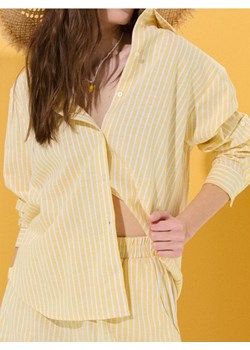 Sinsay - Koszula w paski z domieszką wiskozy i lnu - żółty ze sklepu Sinsay w kategorii Koszule damskie - zdjęcie 181929787
