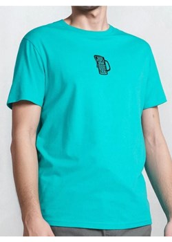 Sinsay - Koszulka z drobnym ozdobnym napisem - niebieski ze sklepu Sinsay w kategorii T-shirty męskie - zdjęcie 181930076