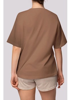 Mona bawełniana piżama damska plus size Stripe Short Sleeve, Kolor ecru-karmelowy, Rozmiar 2XL, Mona ze sklepu Intymna w kategorii Piżamy damskie - zdjęcie 181932119