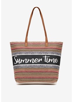 Beżowo-Różowa Torebka Typu Shopper na Plażę z Jedną Komorą Gomeissa ze sklepu renee.pl w kategorii Torby letnie - zdjęcie 181936967