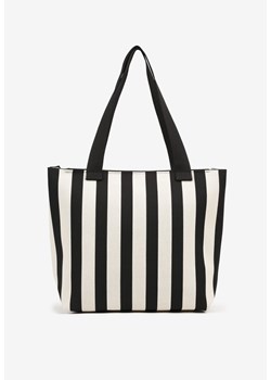 Czarna Torebka Shopperka z Suwakiem w Paski Saloniela ze sklepu renee.pl w kategorii Torby Shopper bag - zdjęcie 181938048