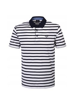 Koszulka Polo - Męska - Pako Jeans - Biała w Granatowy Prążek TSPJNSpoloHASIMIbi ze sklepu JegoSzafa.pl w kategorii T-shirty męskie - zdjęcie 181940495