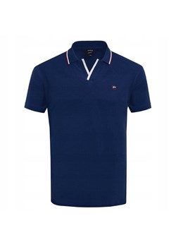 Koszulka Polo - Męska - Pako Jeans - Granatowa, Dekolt Bez Guzików TSPJNSpoloGALIUMgr ze sklepu JegoSzafa.pl w kategorii T-shirty męskie - zdjęcie 181940509