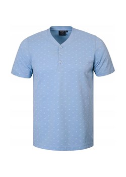 Męski T-Shirt, Dekolt z Guzikami - Pako Jeans - Błękitna, Drobny Wzór TSPJNStinoBL ze sklepu JegoSzafa.pl w kategorii T-shirty męskie - zdjęcie 181940578
