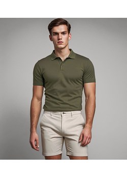 Koszulka polo męska zielona regular Recea ze sklepu Recea.pl w kategorii T-shirty męskie - zdjęcie 181940709