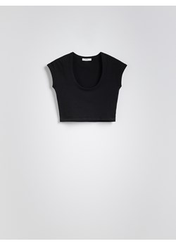 Reserved - Bawełniany crop top - czarny ze sklepu Reserved w kategorii Bluzki damskie - zdjęcie 181941187