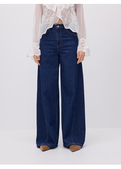 Reserved - Jeansy wide leg z przeszyciami - granatowy ze sklepu Reserved w kategorii Jeansy damskie - zdjęcie 181941737