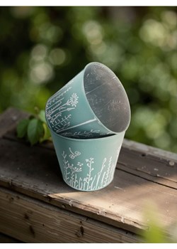 Sinsay - Metalowe doniczki z botanicznym wzorem 2 pack - niebieski ze sklepu Sinsay w kategorii Dom - zdjęcie 181942467