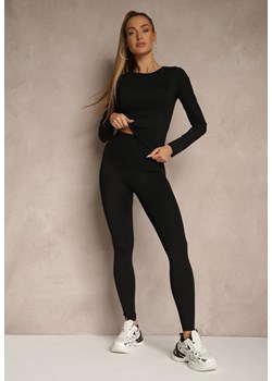Czarny Komplet Sportowy Legginsy i Top Typu Longsleeve Dorotia ze sklepu renee.pl w kategorii Komplety i garnitury damskie - zdjęcie 181942858