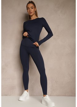 Granatowy Komplet Sportowy Legginsy i Top Typu Longsleeve Dorotia ze sklepu renee.pl w kategorii Komplety i garnitury damskie - zdjęcie 181942868