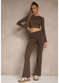 Brązowe Legginsy Dzwony High Waist Orruvana ze sklepu renee.pl w kategorii Spodnie damskie - zdjęcie 181942878