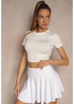 Biały Dopasowany T-shirt z Wiskozą o Kroju Crop Top Folaviela ze sklepu renee.pl w kategorii Bluzki damskie - zdjęcie 181942937