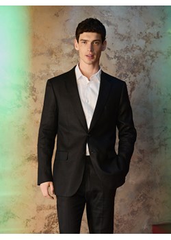 Reserved - Lniana marynarka slim fit - czarny ze sklepu Reserved w kategorii Marynarki męskie - zdjęcie 181947016