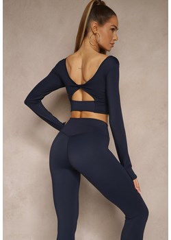 Granatowy Komplet Sportowy Legginsy High Waist i Longsleeve z Ozdobnym Tyłem Dasalle ze sklepu renee.pl w kategorii Komplety i garnitury damskie - zdjęcie 181950087