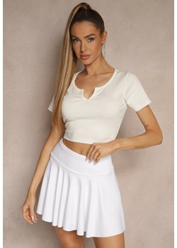 Beżowy Prążkowany T-shirt z Bawełny Lirave ze sklepu renee.pl w kategorii Bluzki damskie - zdjęcie 181950199