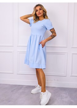 SUKIENKA Z PRĄŻKOWANĄ GÓRĄ- NIEBIESKA ze sklepu olika.com.pl w kategorii Sukienki - zdjęcie 181952836
