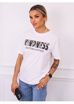 T-SHIRT Z NAPISEM I OZDOBNĄ PANTERKĄ- BIAŁY ze sklepu olika.com.pl w kategorii Bluzki damskie - zdjęcie 181952885