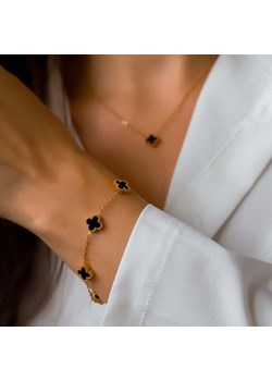 Bransoletka złota elegancka czarna mini koniczynka stal chirurgiczna ze sklepu otien.com w kategorii Bransoletki - zdjęcie 181953239