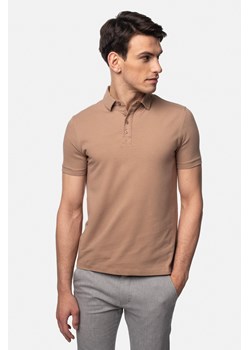 KOSZULKA POLO LIERMO BEŻOWA Z BAWEŁNY TYPU JERSEY ze sklepu Recman w kategorii T-shirty męskie - zdjęcie 181953345