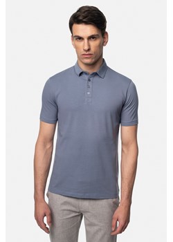 KOSZULKA POLO LIERMO NIEBIESKA Z BAWEŁNY TYPU JERSEY ze sklepu Recman w kategorii T-shirty męskie - zdjęcie 181953349